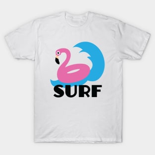 Pink Pool Flamingo - Let's  Surf T-Shirt